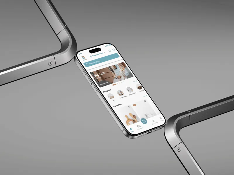 The LEKBOX app open on a phone, held against a brushed-metal backdrop.